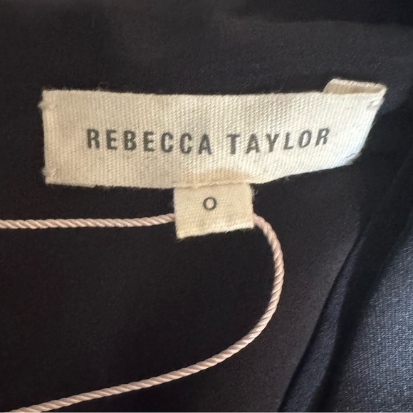 NWT Rebecca Taylor Cap Sleeve VNeck Top in Black Scuba Back Full Zip Size 0 - Picture 5 of 5